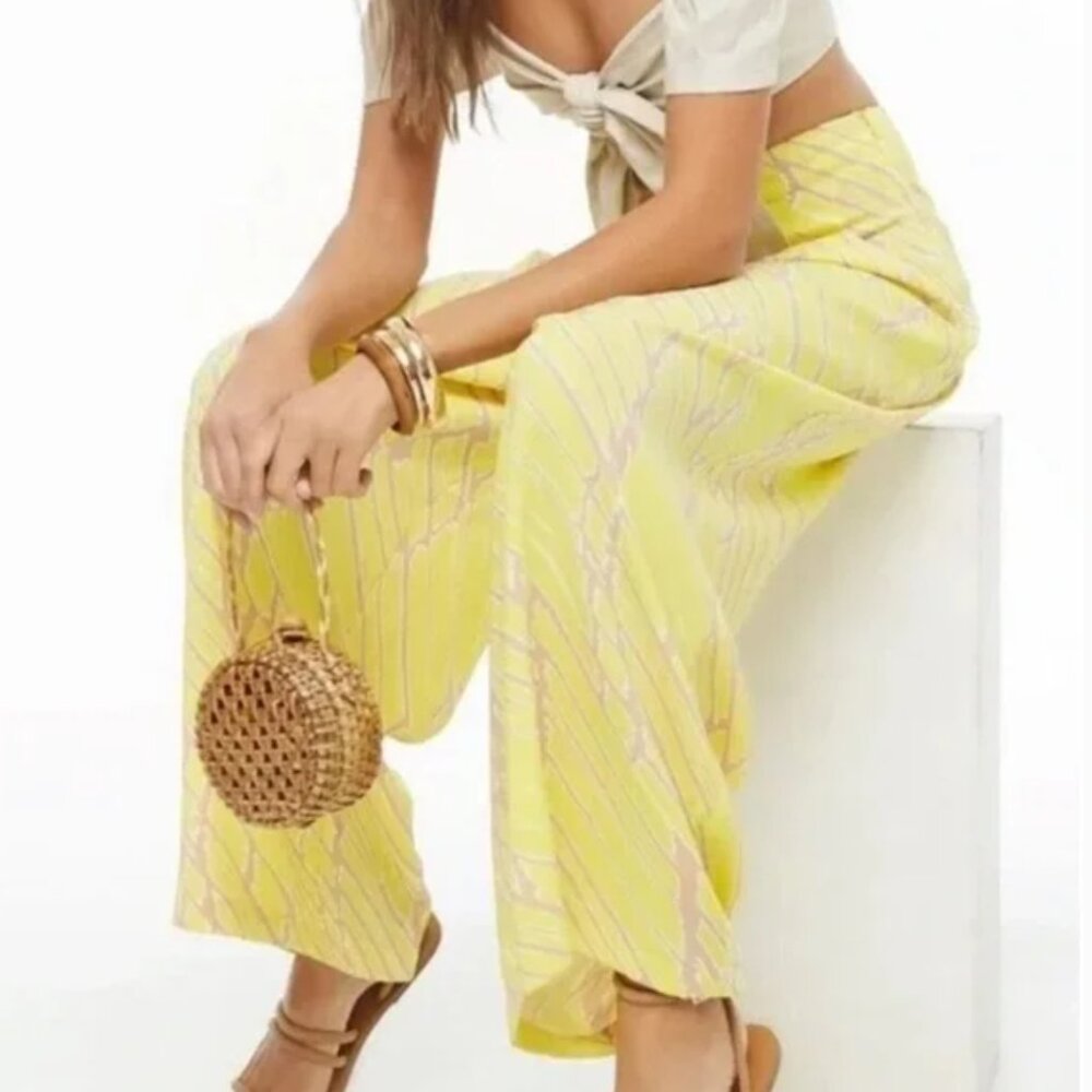 Forever 21 Contemporary Yellow High Waisted Wide Leg Pants